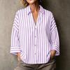 Women's Striped Lapel Button Down Long Sleeve Blouse Loose Fit for Work