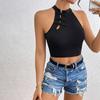 New Chinese Style Sexy Knitted Qipao Button Slim Fit I-shaped Vest Top