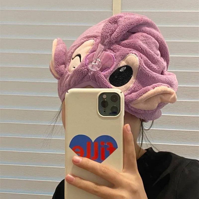 Disney Stitch Dry Hair Towel Women Fashion Coral Velvet Drying Wrap Strong Water Shower Hat Wiping Bath Hats Tool Gifts
