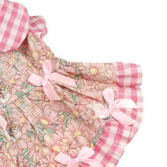 Summer Hawaii Dog Dress Floral Pattern Pet Skirt with Bow Decorations Breathable Comfortable Pet Dress