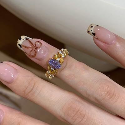 Mittelalterlicher Bauhinienblüten Sternenhimmel High End Offener Vintage-Ring