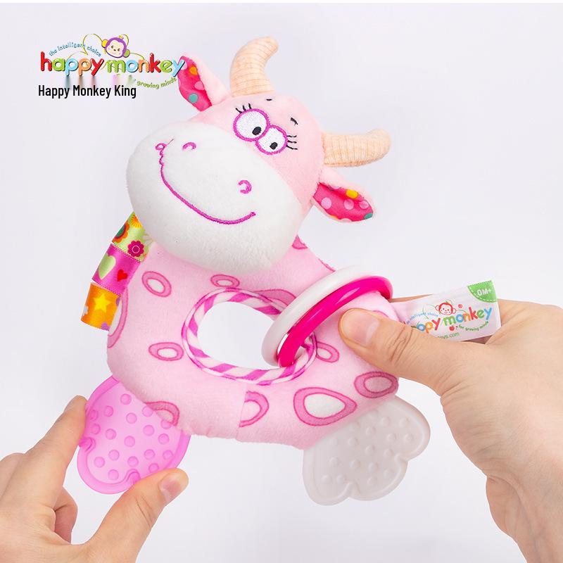 Happy Monkey Newborn Plush Teether & Hand Rattle Toy
