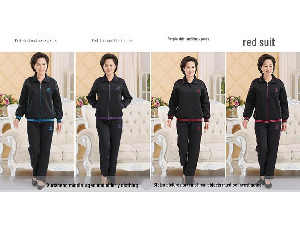 Sportbekleidungs-Set für Damen in Übergröße - Frühjahr/Herbst 2023, Zweiteiler mit langen Ärmeln für Mütter mittleren Alters und ältere Mütter