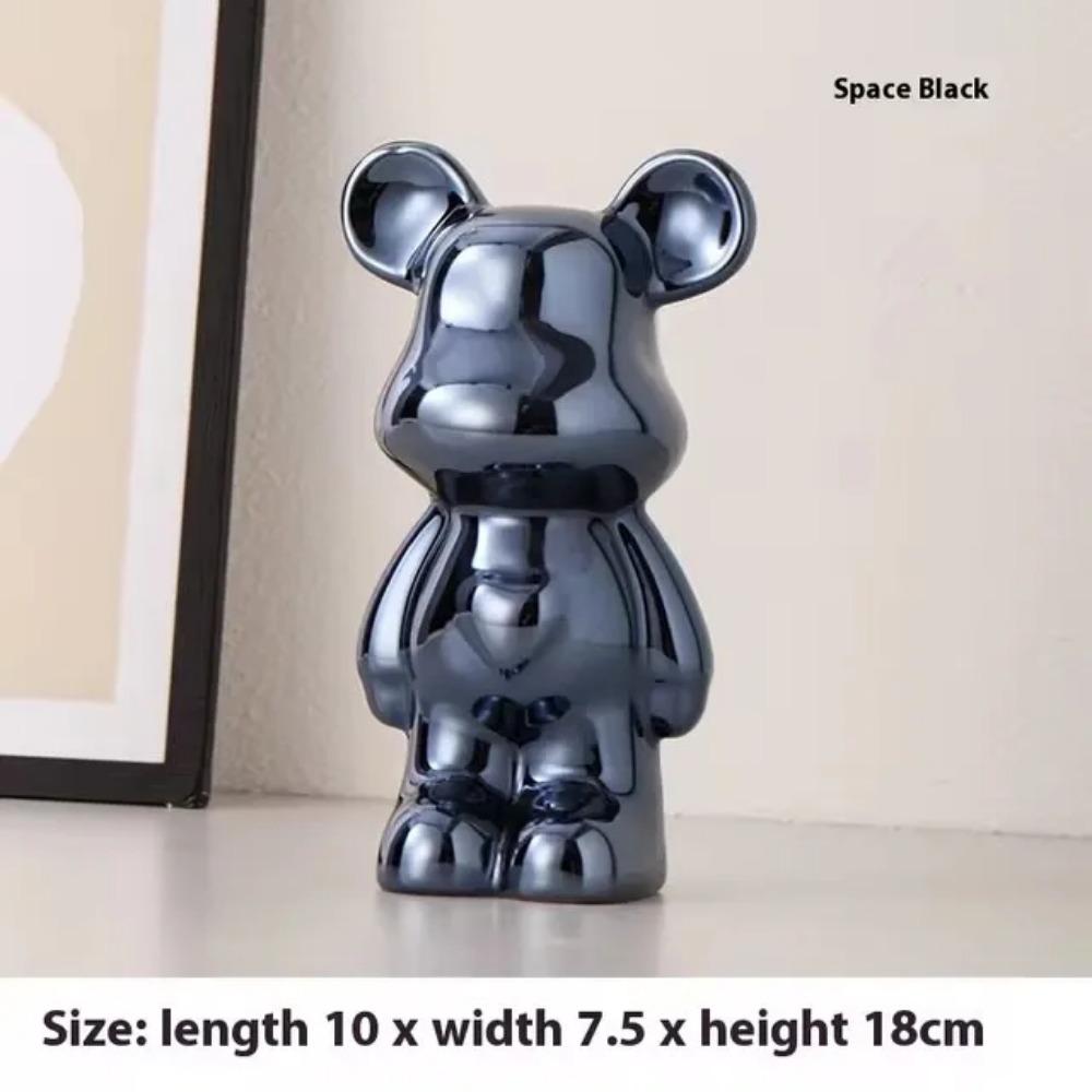 Ceramic Cartoon Teddy Bear Figurine Love Bear Ornament Living Room Small Piggy Bank Wine Cabinet Desktop Home Decoration