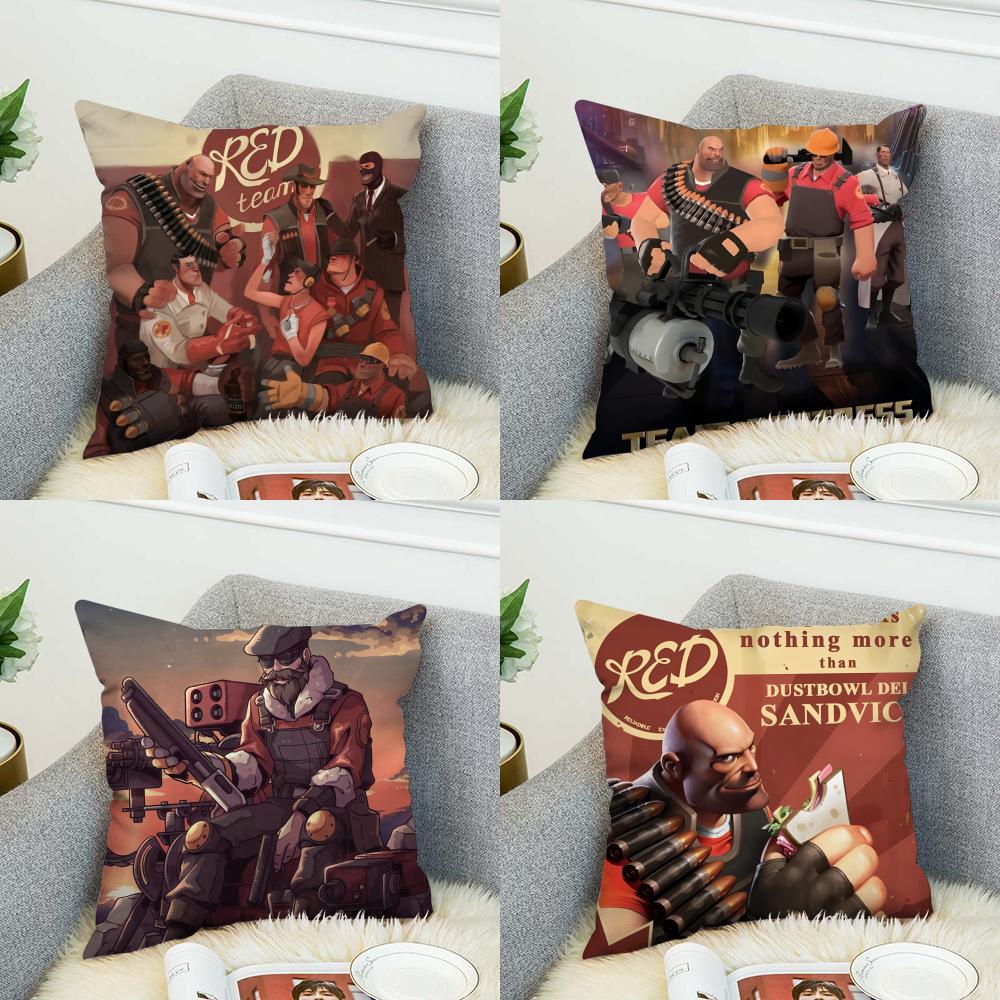 Game TTeam Fortress 2 Pillow Case For Car Sofa Decorative Home Doublesided Print Plush Square Throw Pillow Cushion Cover