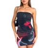 2024 Summer Women's Strapless Printed Waist-Cinching Pleated Dress