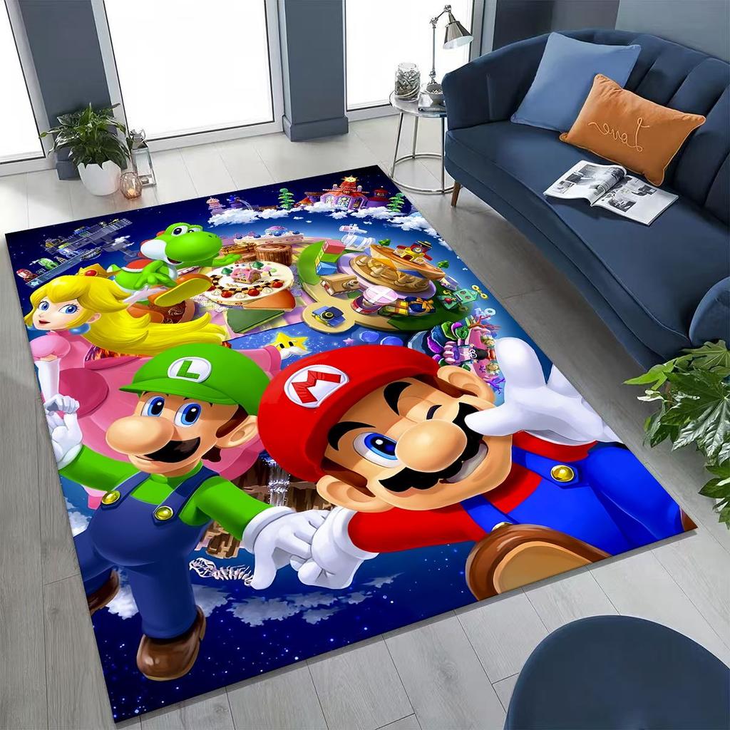 2026 New Retro Mario Cartoon Gift Rug for Bedroom Living Room Sofa Home Doormat Decor, Large Kids Play Non-slip Floor Mat