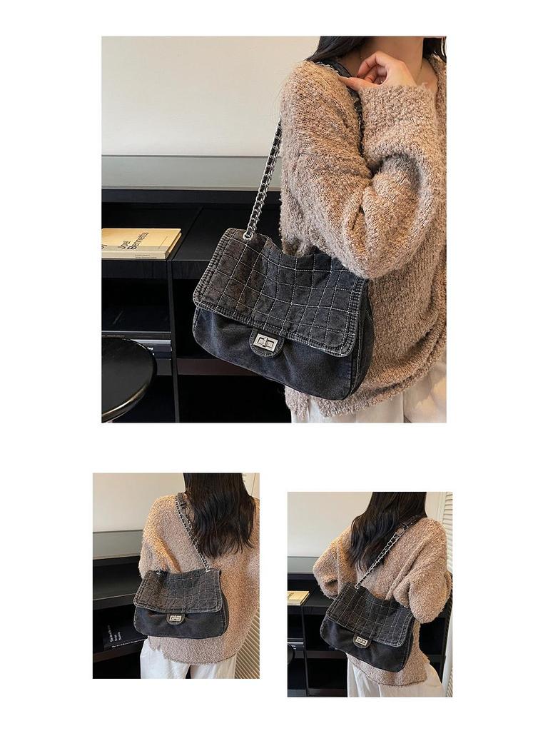 Damen Denim-Tragetasche Mode 2025: Vielseitige Ketten-Schultertasche mit großem Fassungsvermögen