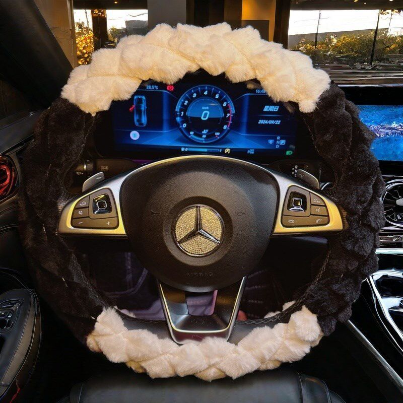 New Car Steering Wheel Cover Winter Plush Cute Warm Women's Cartoon High-End Trendy Goddess Steering Wheel Cover