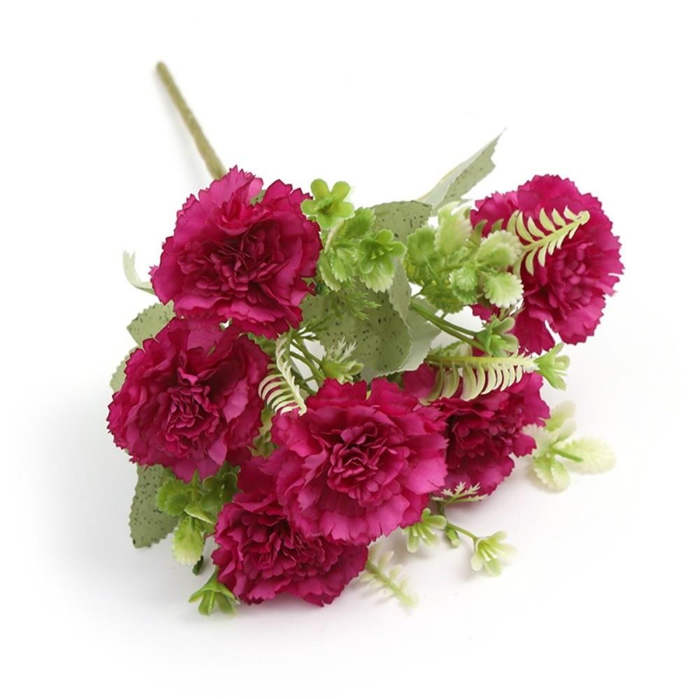 Silk Cloth Artificial Carnation Bouquet 6 Heads Photography Props Simulated Carnation Mother's Day Gifts Wedding Fake Flower