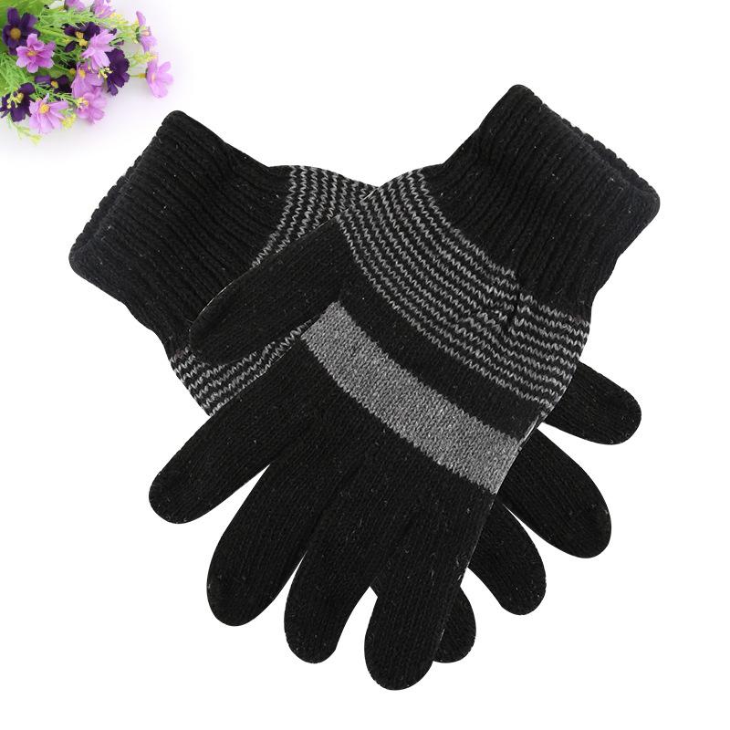 Winter new thermal gloves men's thickened full-finger gloves adult outdoor wool knitted gloves