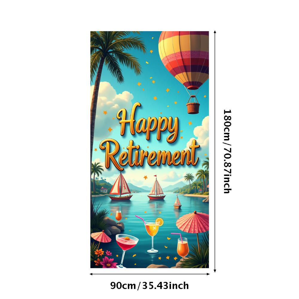 Happy Retirement Banner Balloons Retirement Theme Party Celebration Decoration Backdrop Photography Background Prop Wall Poster