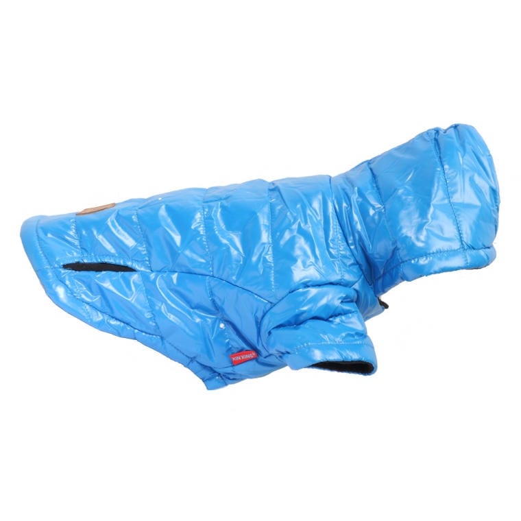 Winter Jacket for Medium Dogs Size L with Fleece Lining and Pocket, Black and Blue, Waterproof