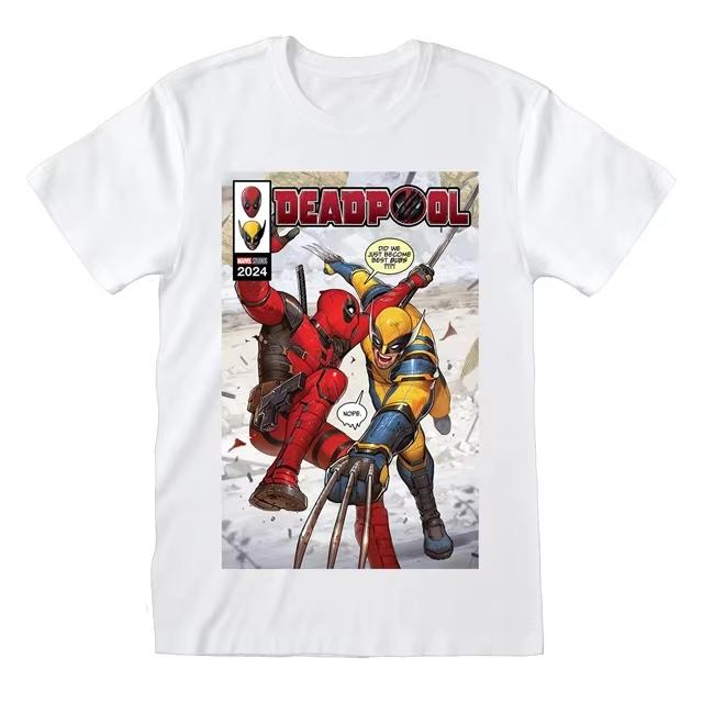 2026 new Marvels Deadpool and Wolverine black shortsleeved Tshirt featuring the double superhero pattern S