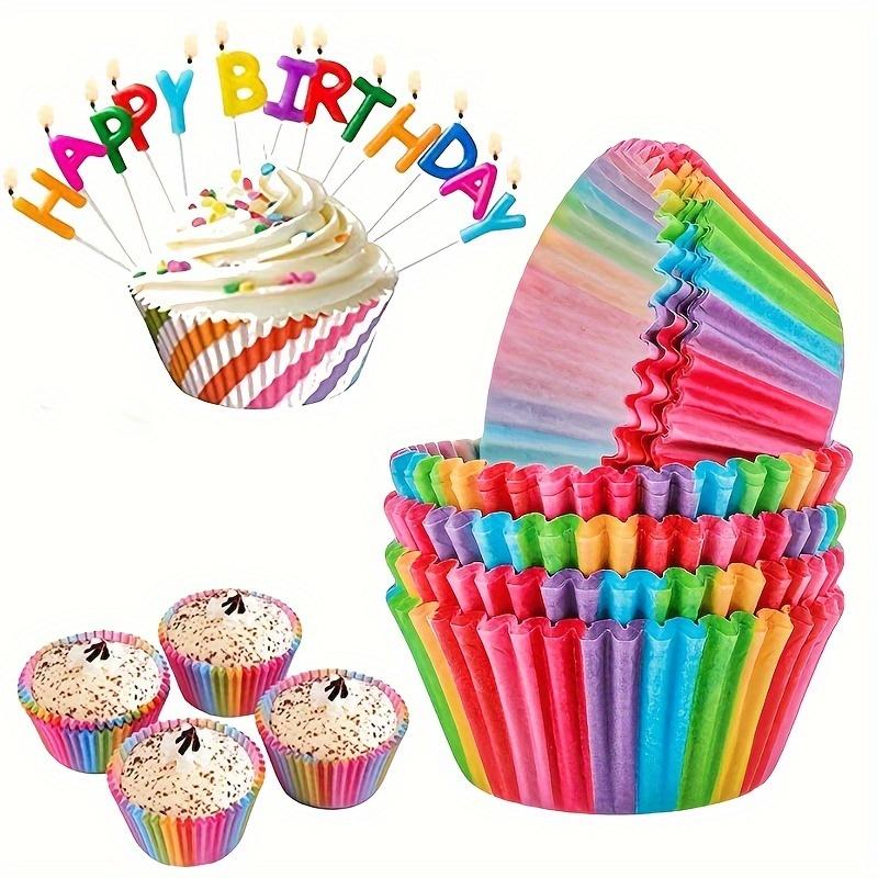 200pcs Rainbow Cupcake Liners Colorful Muffin Cups Paper Liners For Baking Muffin, Baking Cups With Food Grade Greaseproof Paper