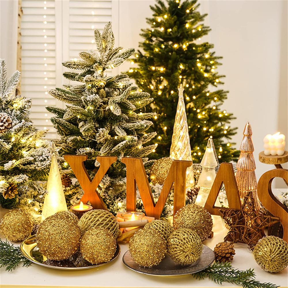 12Pcs/Set 8cm Christmas Ball Foam + Plastic Xmas Tree Decoration Holiday Hanging Ornament