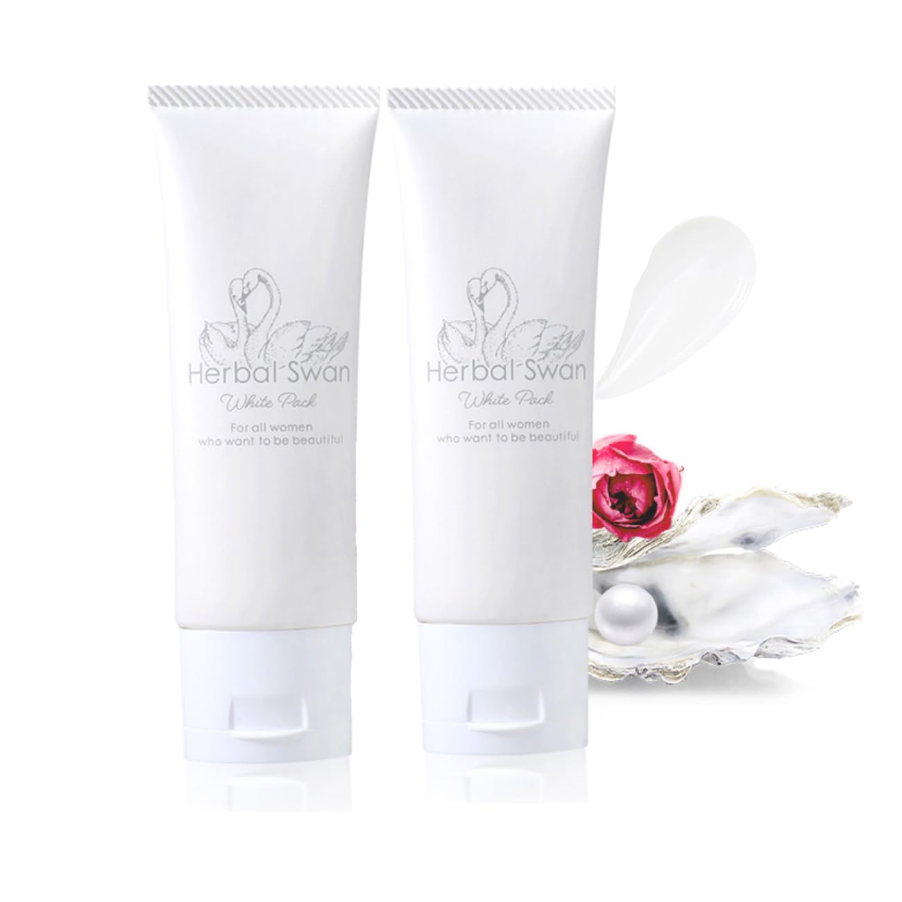 

bizki Мгновенная отбеливающая маска для кожи Akoya Pearl Powder Отбеливающая растительная плацента Содержит сквалан Herbal Swan White Pack 50 г [Набор 2]