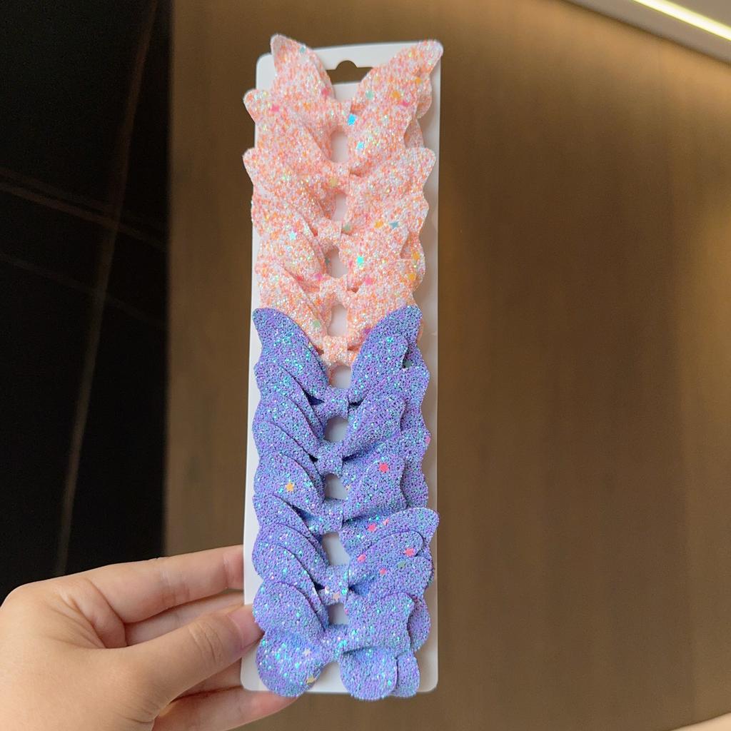 10 Stück Feste Schmetterlings-Haarschleifen und Haarspangen Baby Mädchen Leder Kinder Haarschmuck Haarnadeln Haarspangen Kopfschmuck Geschenk