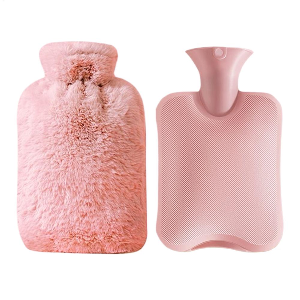 

Leakproof Durable Hot Water Bottle With Soft Cloth Cover 1L ExplosionProof Non-Slip Grip For Perfect For Menstrual Pain Relief рожевий