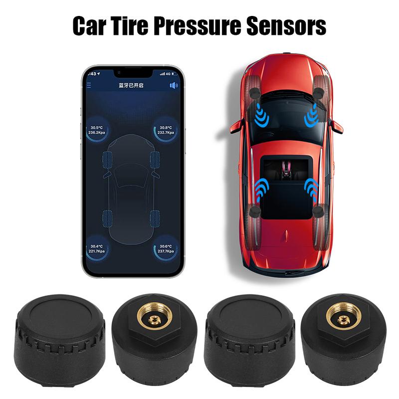 Android/IOS TPMS Bluetooth 5.0 Внешняя система мониторинга давления в шинах Автомобильные датчики давления в шинах Отображение в приложении на мобильном телефоне