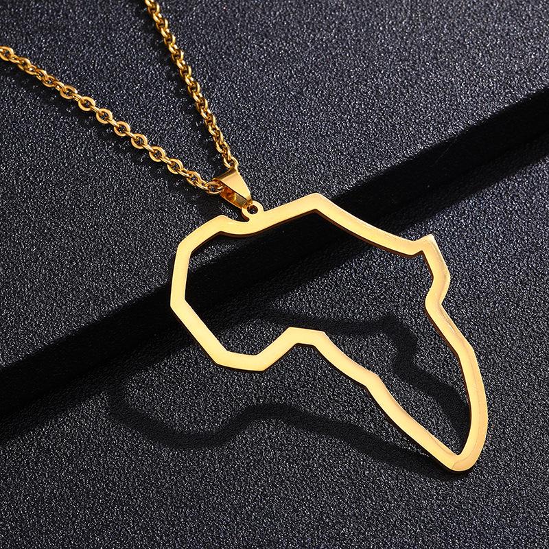 Stainless Steel African Map Hip Hop Couple Pendant Necklace - Titanium Steel European American Fashion Design