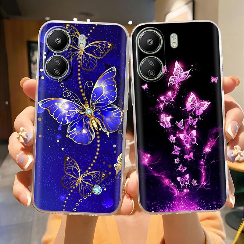 For Xiaomi Redmi 13C Case Cute Cartoon Silicone Phone Case For Redmi 13C Redmi13C 13 C Soft Transparent TPU Back Cover Fundas