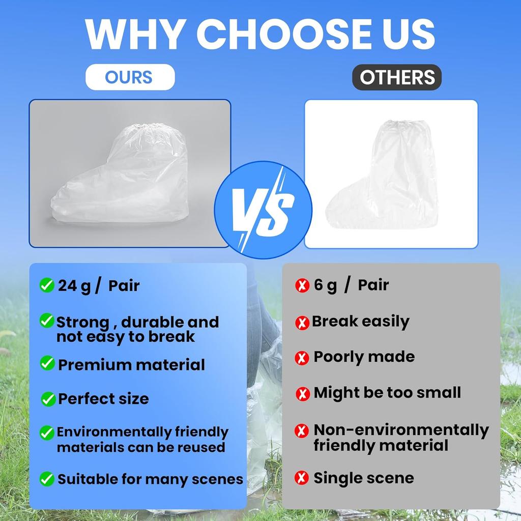 10 Pairs Waterproof Shoe Covers for Rain - Disposable Plastic Rain Shoe Covers Plastic Overshoes for Men Women - Boot Protector