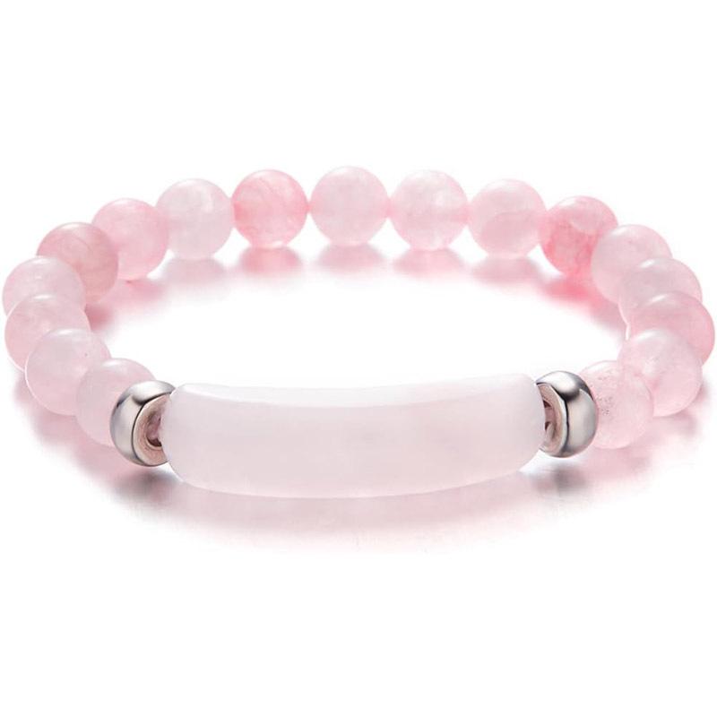New Natural 8mm Amethyst Pink Crystal Crushed Stone Butterfly Bracelet Bridge Bracelet Two Piece Set
