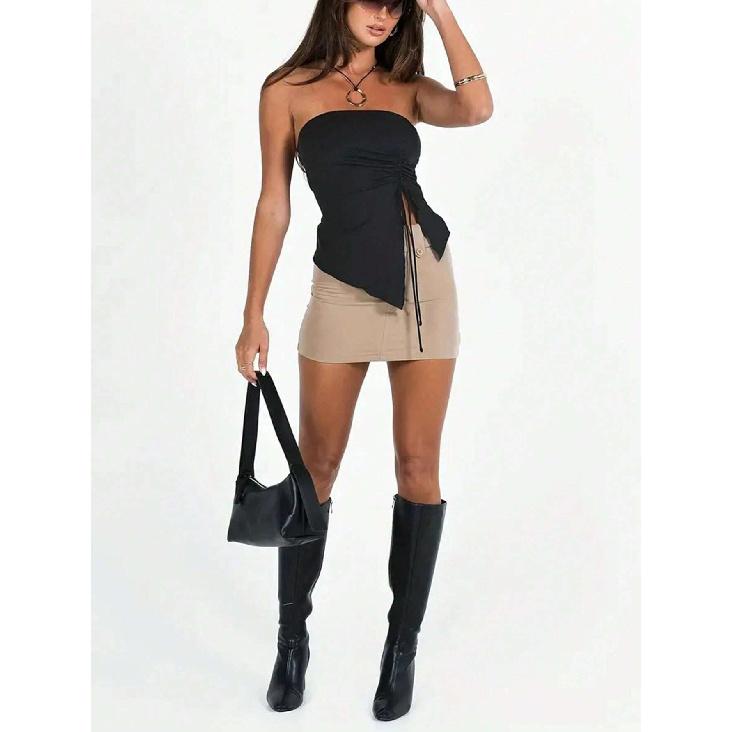 New Summer Casual Temperament Slim Fit Sexy Vest T-Shirt Sleeveless Suspender Versatile Top Strapless Women