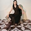 Veromoda 2025 Summer Single-Breasted Belted Irregular Hem Long Dress