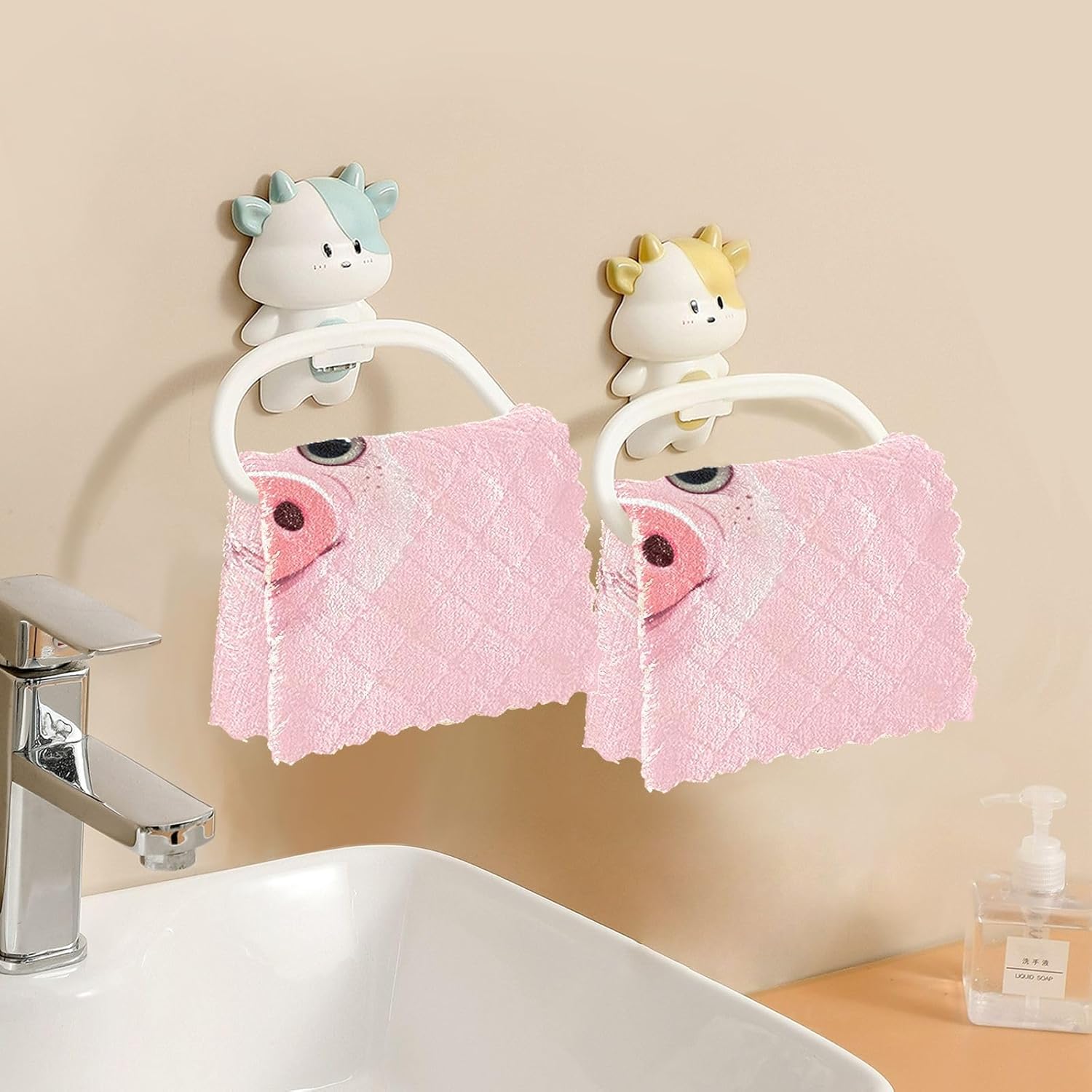 

Cute Pig Face Kitchen Dish Cloths - 6 Pack Microfiber Super Absorbent and Soft Dish Towels Nonstick Oil Fast Drying Cleaning Cloth, 11x11 Inch