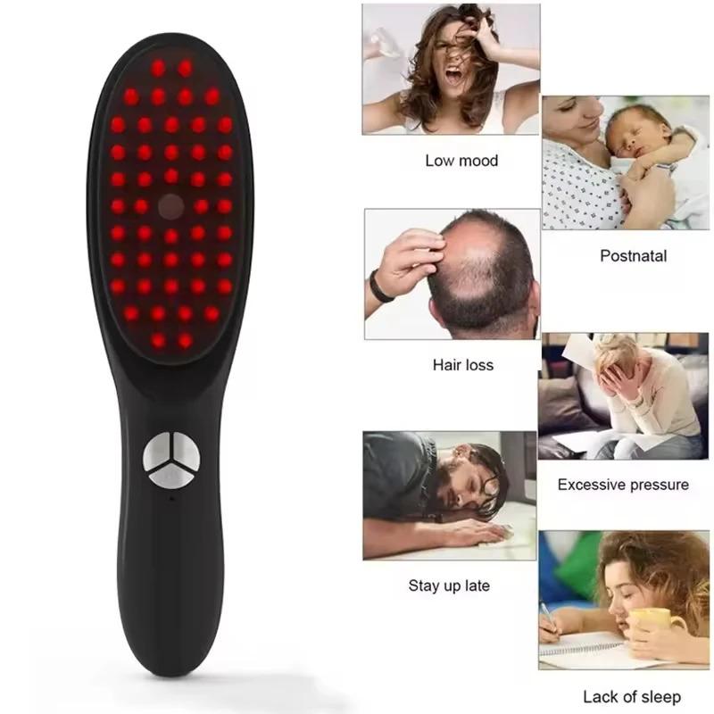 Anti Hair Loss Scalp Care Electric Massage Comb Red and Blue Light Therapy Scalp Vibration Massage Brush Hair Growth Massager