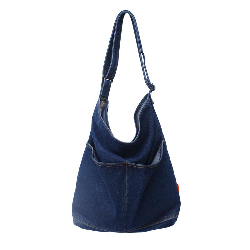 

High Quality Denim Solid Color Large Capacity Tote Bag Daily Leisure Durable Shoulder Bags 2026 Casual Versatile Bags