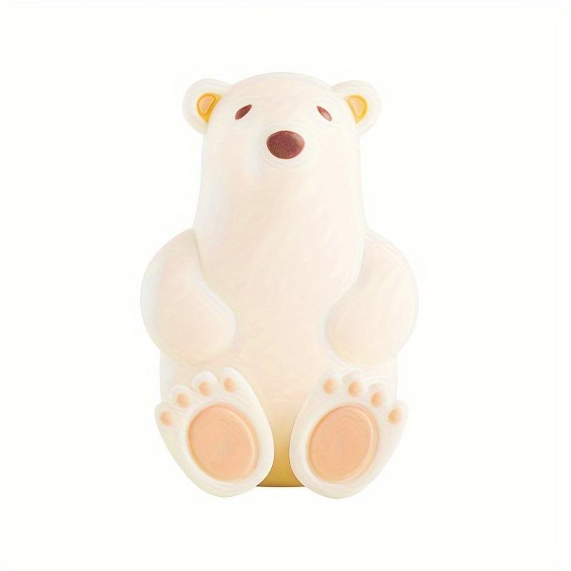 1pc Cartoon Silicone Toothbrush Holder, 3D Polar Bear No-Drill Wall-Mounted Suction Cup Style Toothbrush Rack, for Hanging Small Items