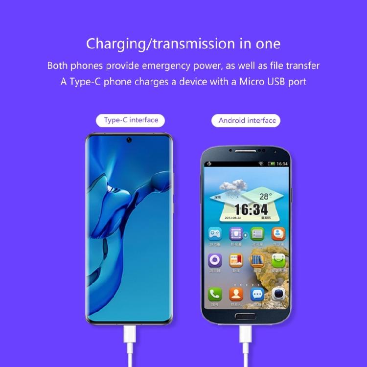 Type C to Micro USB Male to Male Sync Charge OTG Reverse Charge Cable Cord