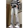 Sports hip hop new trend hip-hop mid-waist quality semi-elastic waist gray slightly pulled jeans hiphop