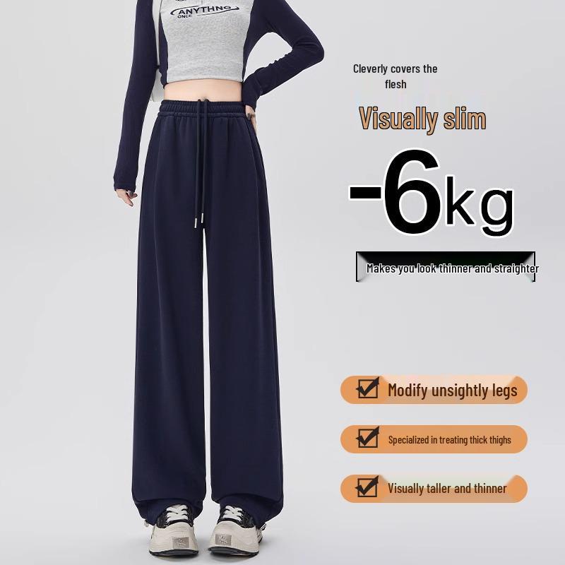 Women's 2024 High-Waisted Wide-Leg Draping Sports Pants - Spring/Autumn Loose Joggers