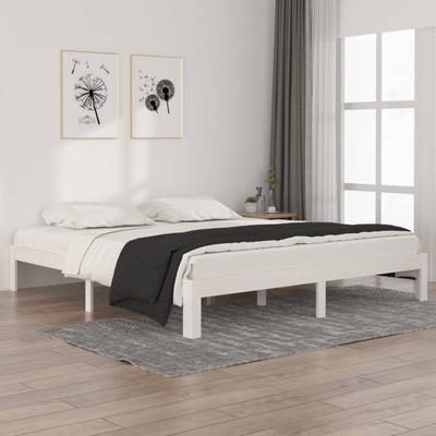 Vidaxl Bed Frame, White, Solid Wood, 180X200 Cm