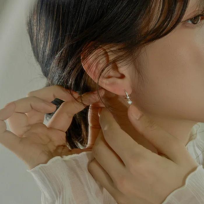 925 Silver Slip Glow One-Touch Ring Earrings
