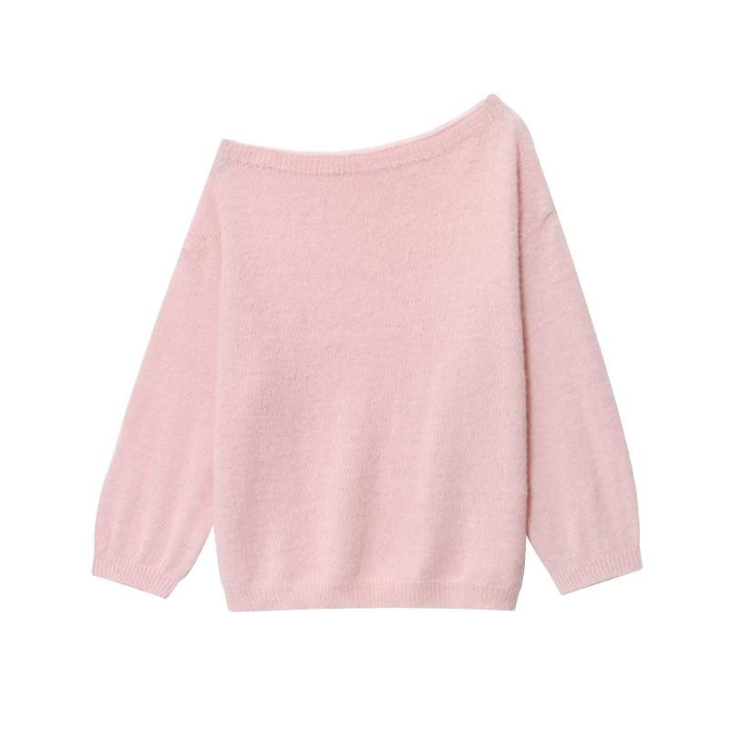 Womens Oversized Crewneck Knit Sweater Soft Mohair Blend Casual Pullover Top Loose Fit 2025
