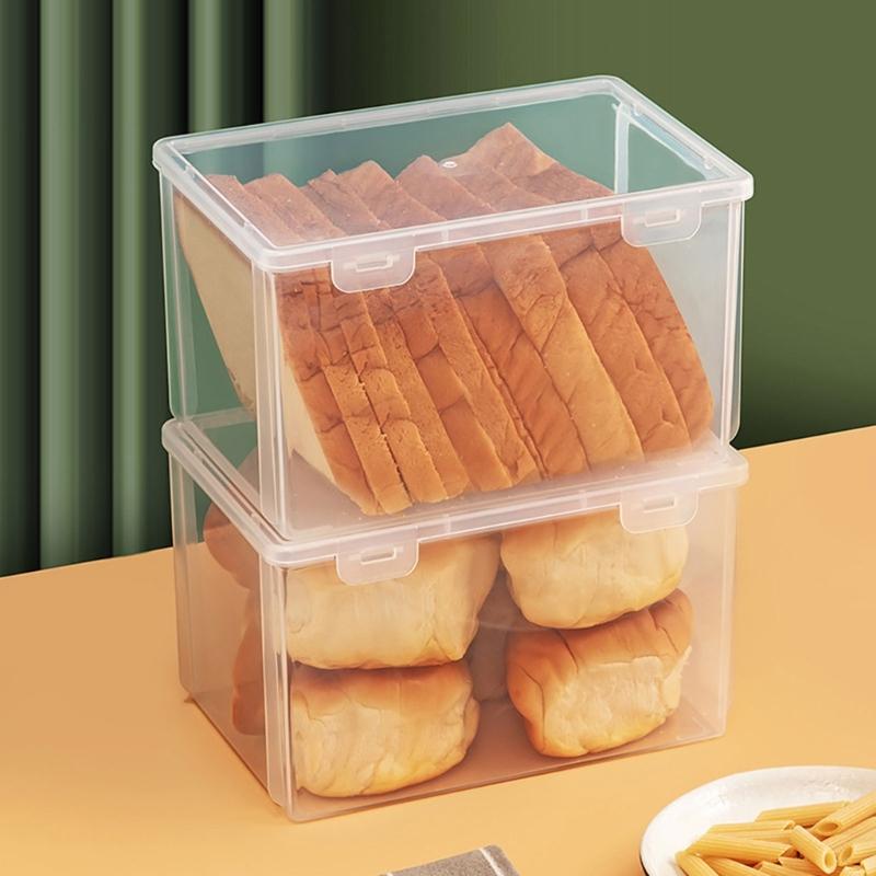Clear Bread Storage Box with Lid Multifunction Organize Box Household for Kitchen Dining Room Sealing Holder