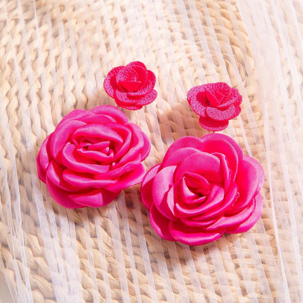 2 buc. Cercei lungi cu flori 3D simulate policrome, modă europeană, bijuterii pentru femei, fete, bijuterii proaspete cu flori mari pentru petrecere, sărbătoare