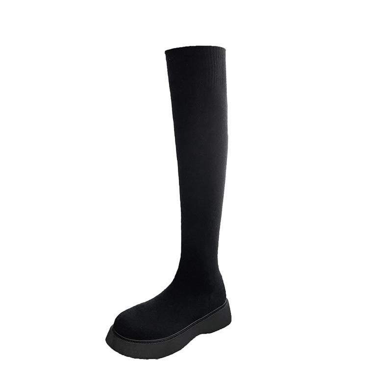 Vintage Knitted Over Knee Elastic Boots Women's Autumn Socks Boots Women's Martin Boots