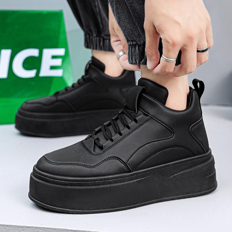 Street Platform White Sneakers Men High Top Men's Skateboard Shoes Fashion Casual Leather Chunky Sports Shoes Men Tenis Hombre