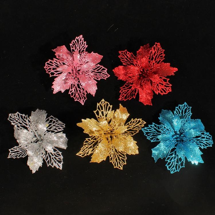 Artificial Glitter Christmas Flower Set of 6 Decorative Wreaths Wedding Party