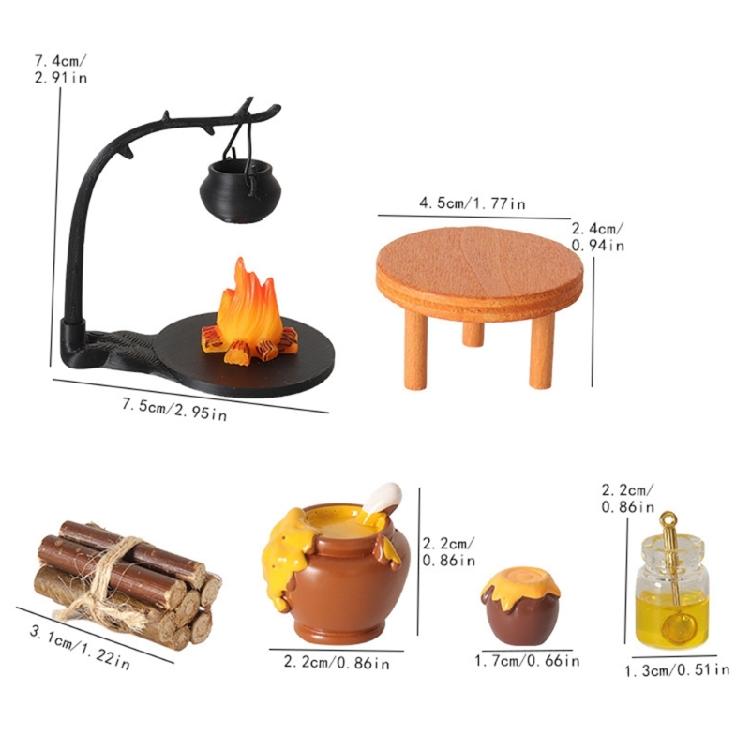 Miniature Kitchen Miniature Set 1/12 Doll House Decoration Hanging Stove Firewood SweetJar Model with Realistic Features