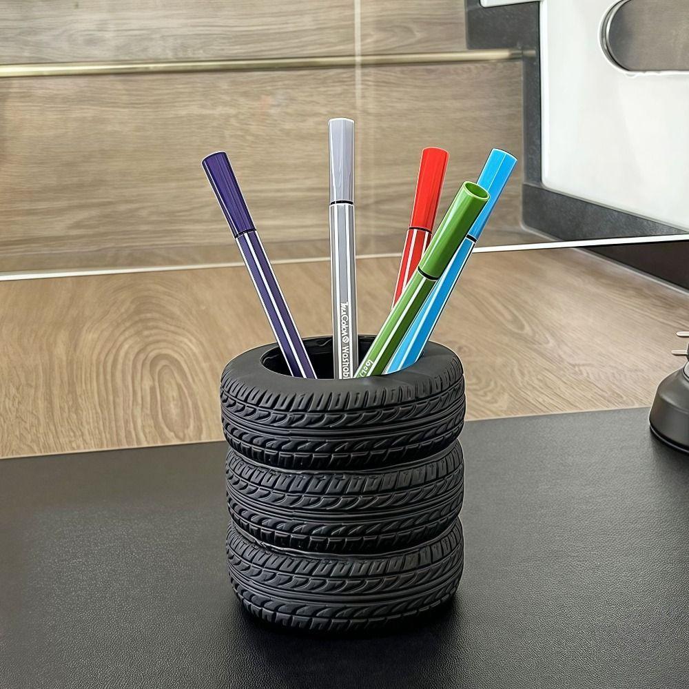 Creative Tire Shaped Pen Holder Multifunction Pencil Storage Rack  Stationery Accessories