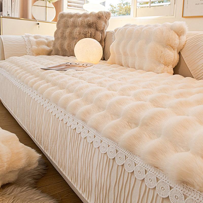 Modern Plush Sofa Cover Cushion Winter Warm Non-slip Slipcover Home Decor Couch Cover Sofa Towel Living Room Thicken Sofa Cover