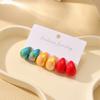 6Pcs Chunky Waterdrop Earrings Sets Dupes for Women Matte Colorful Dome Tear Drop Stud Earrings Trendy Y2K Jewelry Gifts