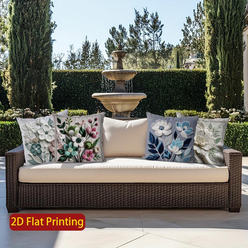 2D Floral Embroidered Pattern Decorative Pillow Covers Pattern Cushion Cover Suitable For Sofa Bedroom Car Pillow Cover